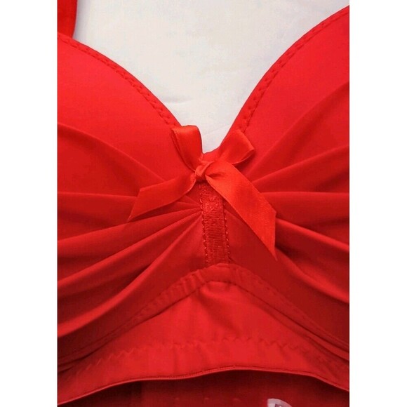 Prima Valentina Intimates Wireless Bra Size 38D Red Padded Wireless Pleated - Picture 6 of 7